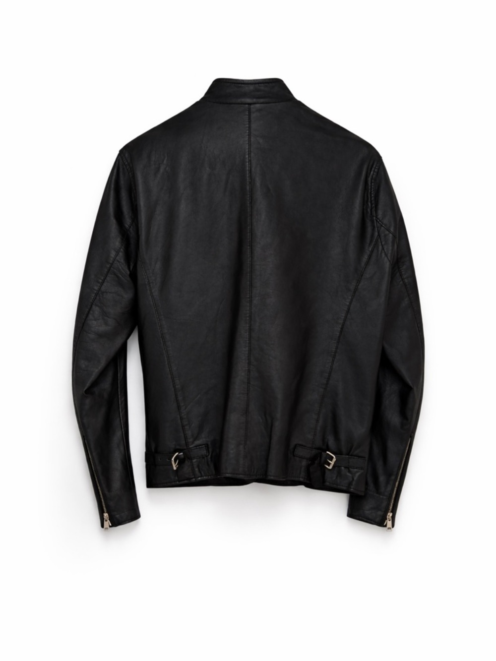 Paul Smith Black Lamb Leather Moto Jacket Men’s Medium Minimalist Biker Designer - Picture 3 of 7